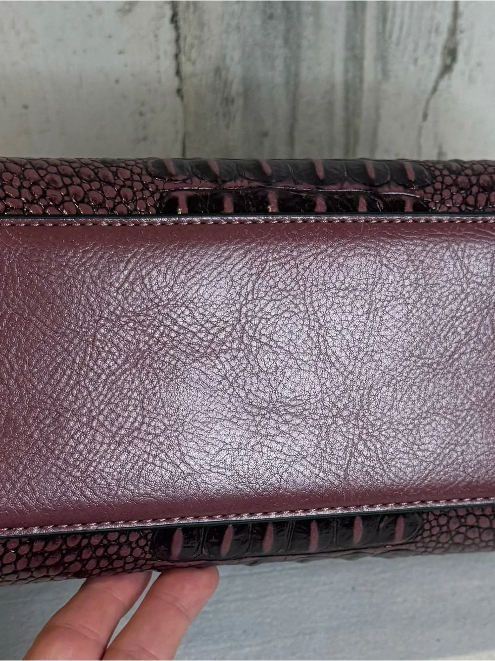 LiRenNiao plum crocodile-embossed faux leather EUC No Crossbody Strap